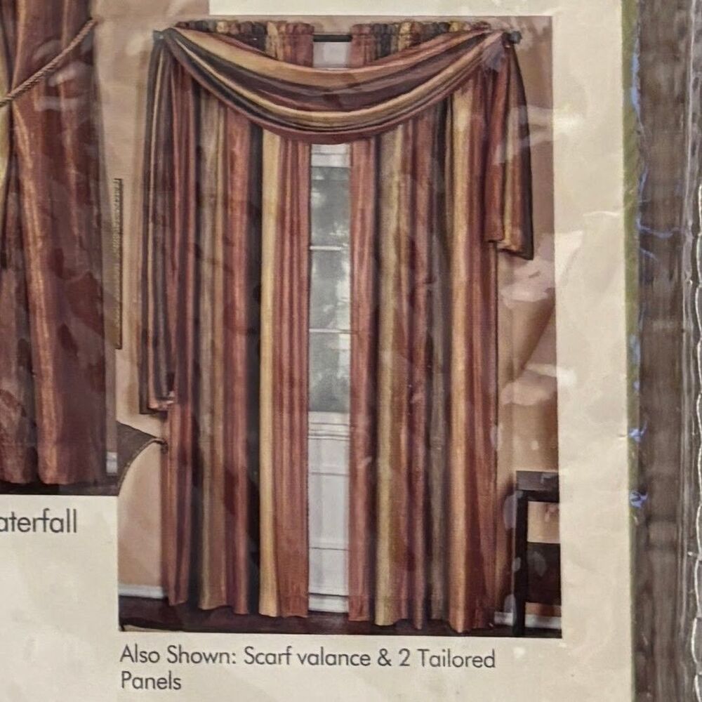 Achim Home Furnishings Ombre Scarf 50 x 144" Brown Orange Autumn Crinkle